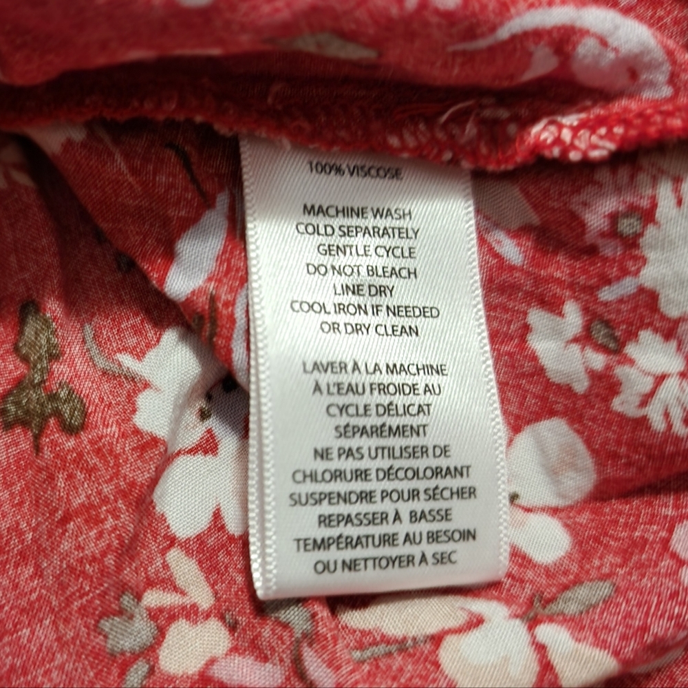 beachlunchlounge sz L large Red floral ruffle sleeve dress - Picture 7 of 7
